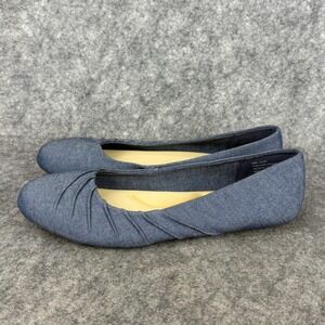 Walk With Me Coldwater Creek Flats Women's 11 Blue Slip On Chambray Ballerina‎